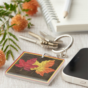 Maple Leaves in Fall Keychain