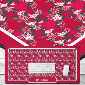 Maple Leaves on a Charcoal Background Desk Mat