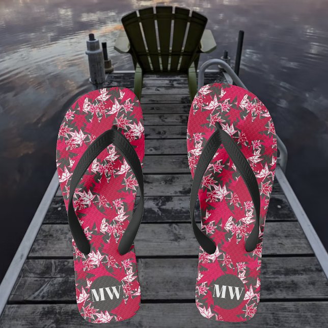 Maple Leaves on a Charcoal Background  Flip Flops (Creator Uploaded)