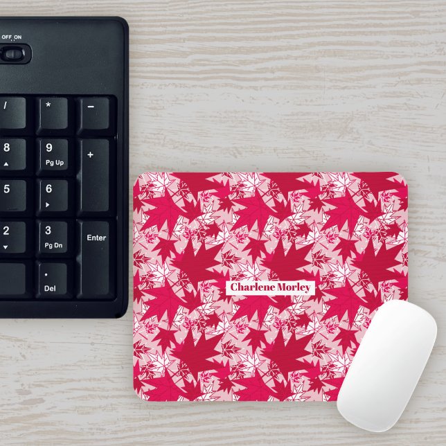 Maple Leaves on a Pink Background Mouse Pad (Creator Uploaded)