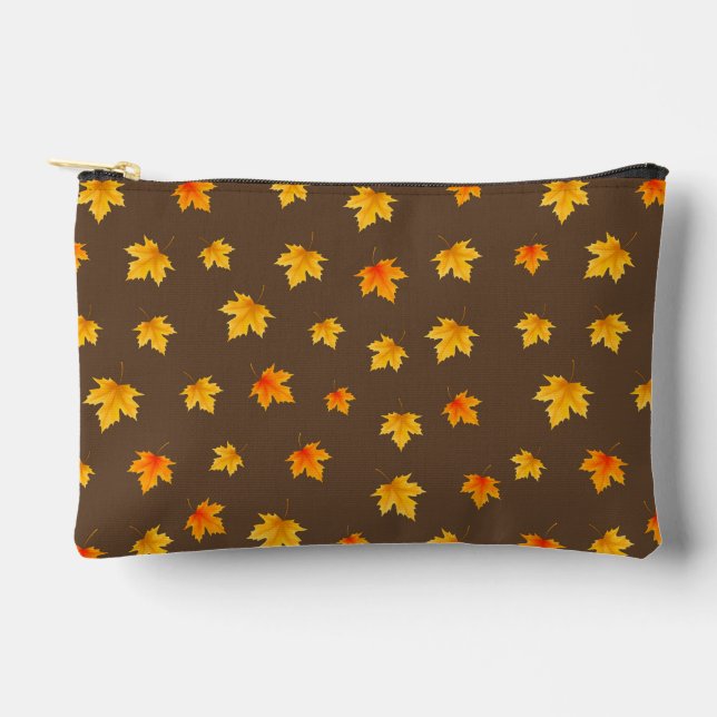 Maple leaves on Brown Background Accessory Pouch (Front)
