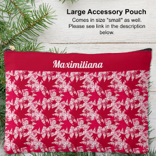 Maple Leaves on Pink - LARGE Accessory Pouch