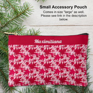 Maple Leaves on Pink - SMALL Accessory Pouch