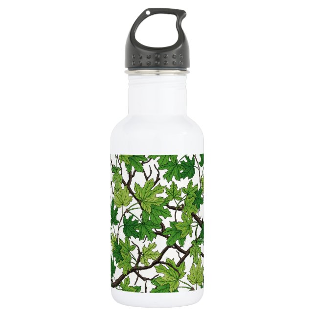 Maple leaves on white 532 ml water bottle (Front)