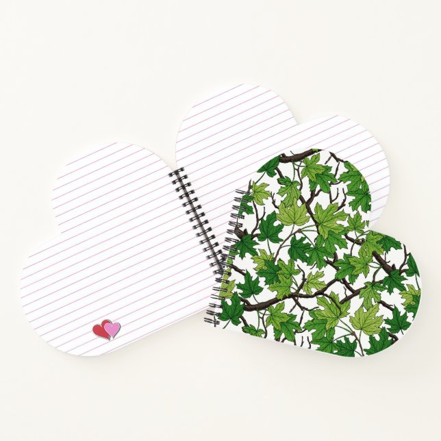 Maple leaves on white notebook (Inside)