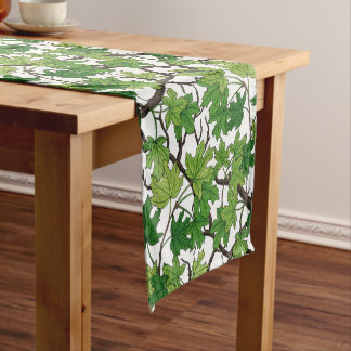 Maple leaves on white short table runner