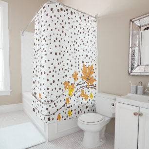Maple leaves orange and brown polka dots