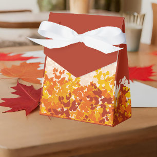 Maple Leaves Orange & Terracotta Autumn Wedding Favor Box