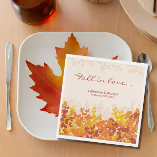 Maple Leaves Orange & Terracotta Autumn Wedding Napkin