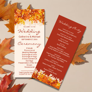 Maple Leaves Orange & Terracotta Autumn Wedding Program