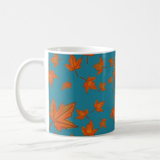 Maple Leaves Pattern Coffee Mug (Left)