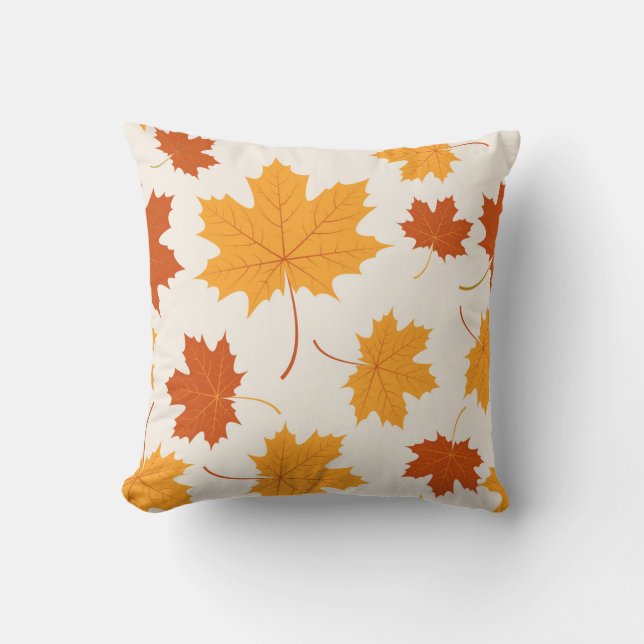 Maple Leaves Pattern Throw Pillow (Front)