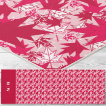 Maple Leaves-Red on a Pink Background