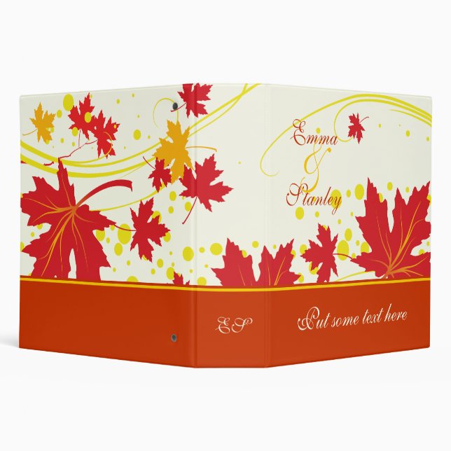Maple leaves red yellow wedding custom binder (Background)