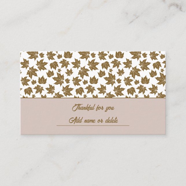 Maple Leaves Thankful Thanksgiving Brunch Dinner Place Card (Front)