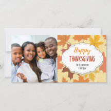 Maple Leaves Thanksgiving Family Photo Card