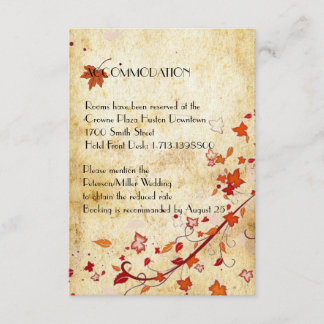 Maple Leaves Vintage Fall Wedding Accommodation Enclosure Card