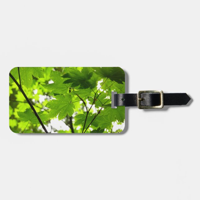 Maple Leaves with Raindrops Luggage Tag (Front Horizontal)