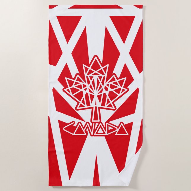 MAPLE MADE WITH TRIANGLES CANADA FLAG BY MASANSER BEACH TOWEL (Front)