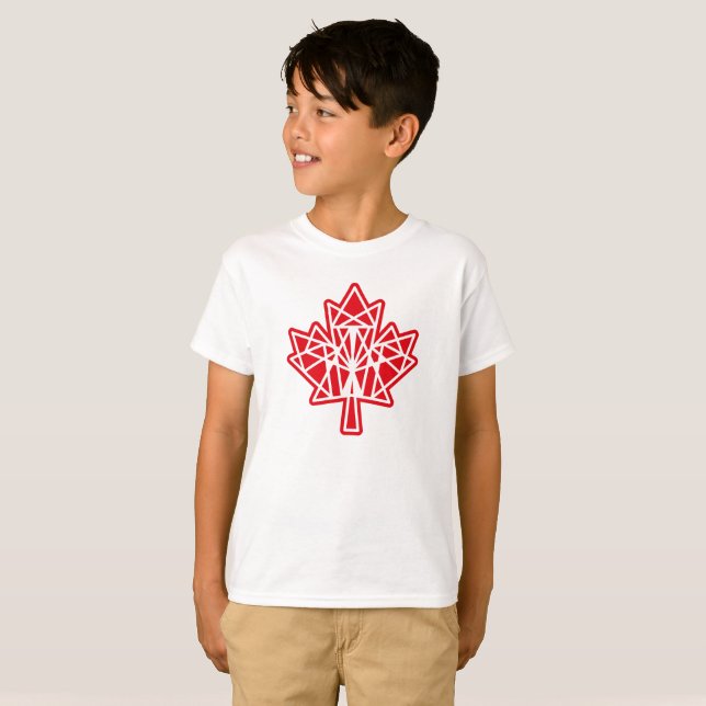 MAPLE MADE WITH TRIANGLES CANADA FLAG BY MASANSER T-Shirt (Front Full)