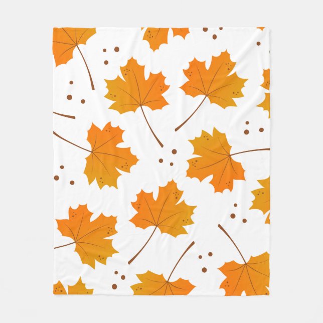 Maple Mirth: Cartoon Autumn Leaves Fleece Blanket (Front)