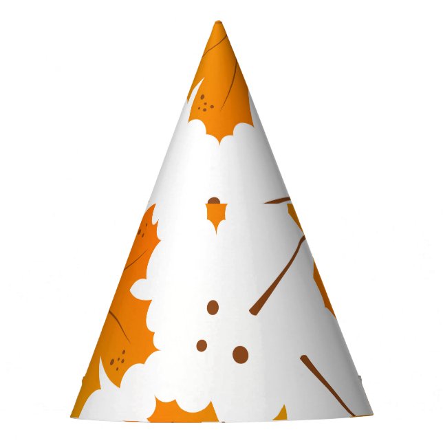 Maple Mirth: Cartoon Autumn Leaves Party Hat (Front)