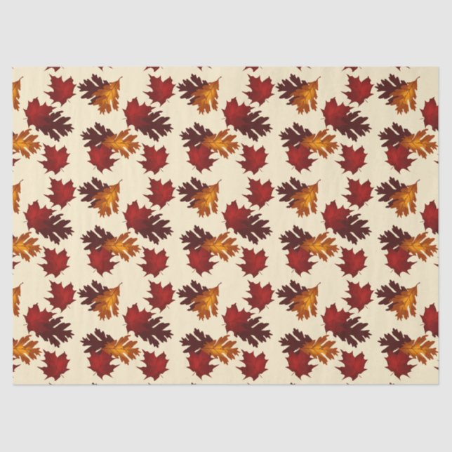 Maple Oak Foliage Leaves Autumn Colours Decoupage Tissue Paper (Front)