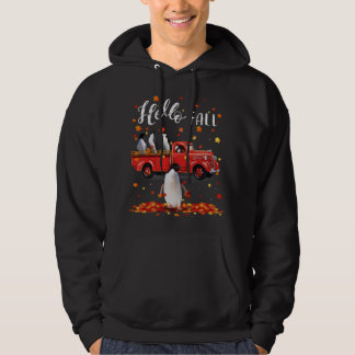 Maple Penguins Leaf Fall Autumn Red Truck Hoodie