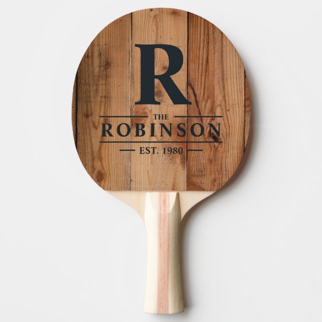 Maple Rough Cut Family Name & Initial Ping Pong Paddle (Front)