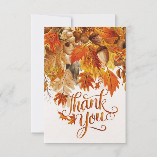 Maple Rustic Autumn Fall Thank You Card (Front)