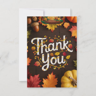 Maple Rustic Autumn Fall Thank You Card