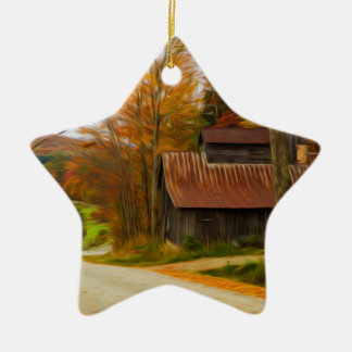 Maple Sugar Shack in  Vermont Fall Ceramic Ornament