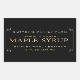Maple Syrup Black and Gold Border Label