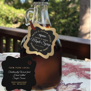 Maple Syrup Black and Gold Elegant Script hangtag Favour Tags