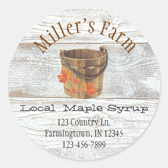  Maple Syrup Bucket And Maple Leaves Round Sticker (Front)