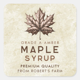 Maple syrup canning label with leaf