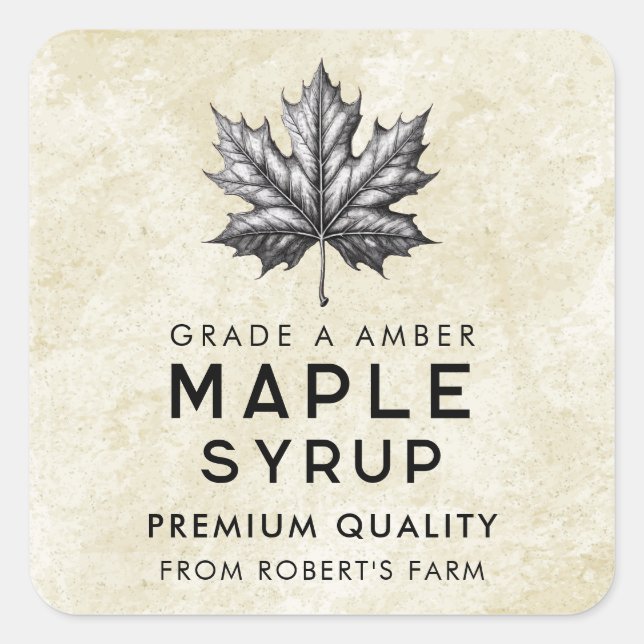 Maple syrup canning label with leaf (Front)