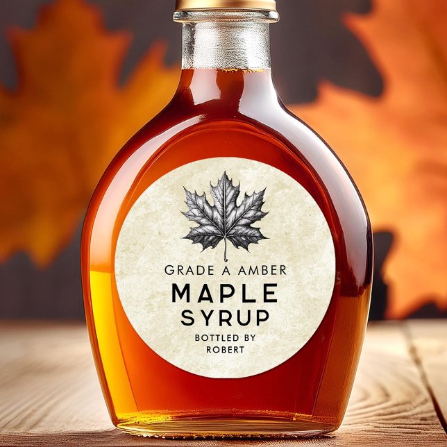 Maple syrup canning label with leaf (Creator Uploaded)