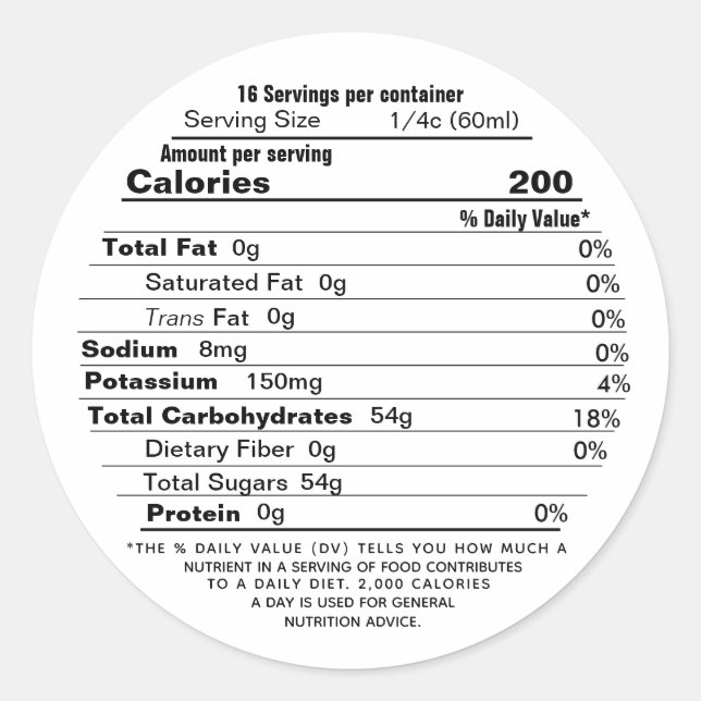 Maple Syrup Circular Nutrition Facts Label 2020 (Front)