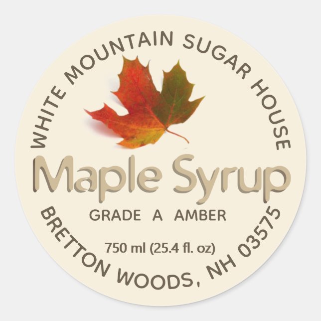 Maple Syrup Colourful Maple Leaf Custom Label (Front)