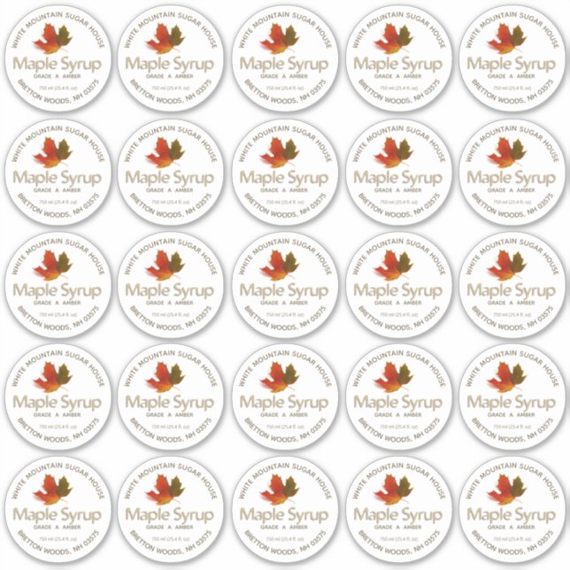 Maple Syrup Colourful Maple Leaf Custom Label 2.5" (Front)