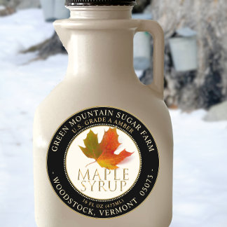 Maple Syrup Colourful Maple Leaf Dotted Border Classic Round Sticker