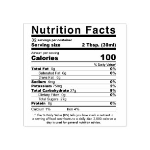 Maple Syrup Editable Nutrition Facts Stamp 2020-21