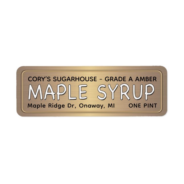 MAPLE SYRUP ÉTIQUETTE Or métallique avec bordure (Devant)