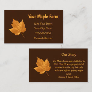 Maple Syrup Farm Amber Yellow Dark Brown Rustic Business Card