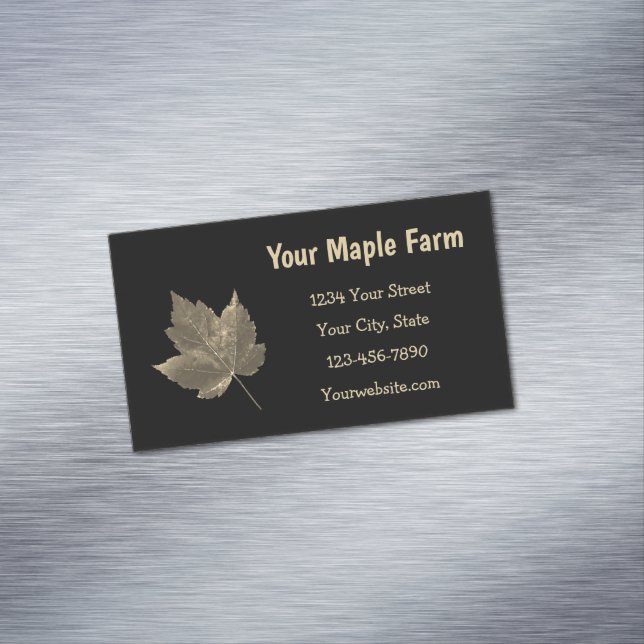 Maple Syrup Farm Beige Black Country Rustic Magnetic Business Card (In Situ)