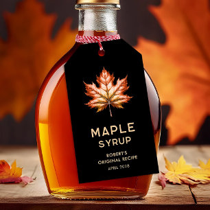 Maple syrup gift label with red maple leaf