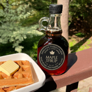 Maple Syrup Gold and Black Maple Leaf Custom Label