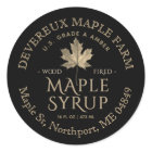 Maple Syrup Gold and Black Maple Leaf Custom Label