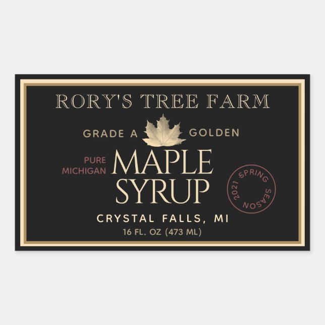 Maple Syrup Gold and Black Maple Sticker (Front)